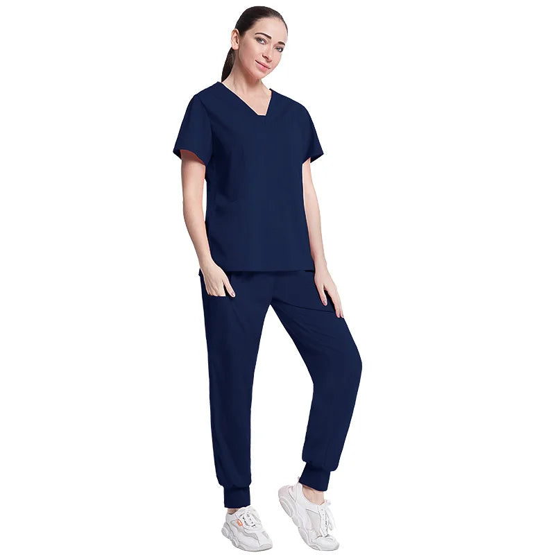 Fashionable Hospital Custom Nurse Uniform Embroidery Logo Colors Short Scrubs Jogger Straight Nurse Uniform Pants Sets NovaCart