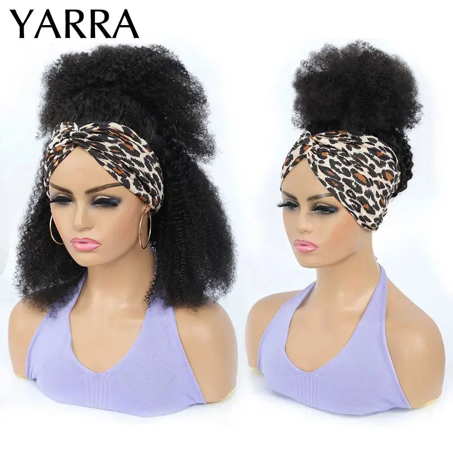 Afro Kinky Curly Human Hair Headband Wig For Black Women 180% Density Brazilian Remy Full Machine Made 100% Human Hair YARRA NovaCart