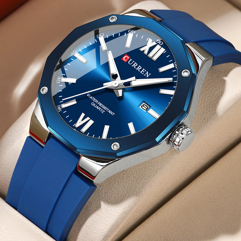 CURREN 8465 Brand Silicone Men Watches Big Dial Quartz Wristwatches Simple Watches Clock Reloj Hombre Male Casual Watch for Gift NovaCart