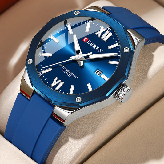 CURREN 8465 Brand Silicone Men Watches Big Dial Quartz Wristwatches Simple Watches Clock Reloj Hombre Male Casual Watch for Gift NovaCart