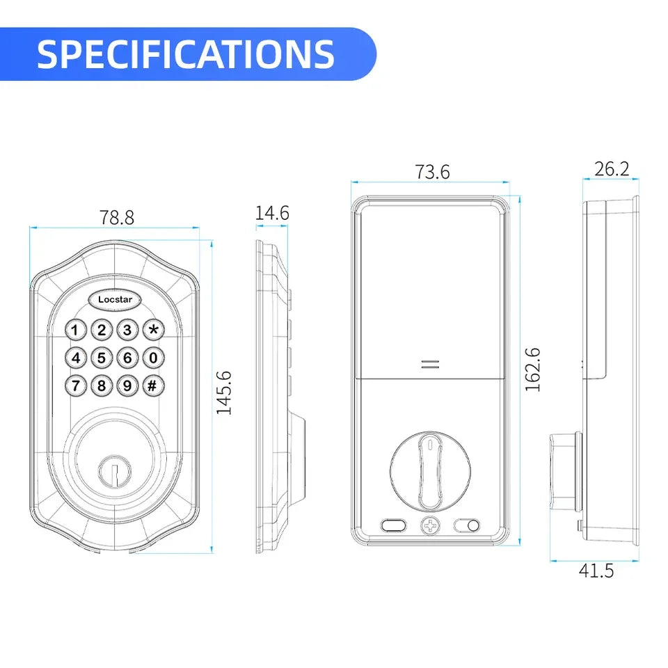 American Standard High Security Digital Smart Lock Self-Locking Keyless Entry Electric Keypad Front Door Deadbolt Cloud Data NovaCart