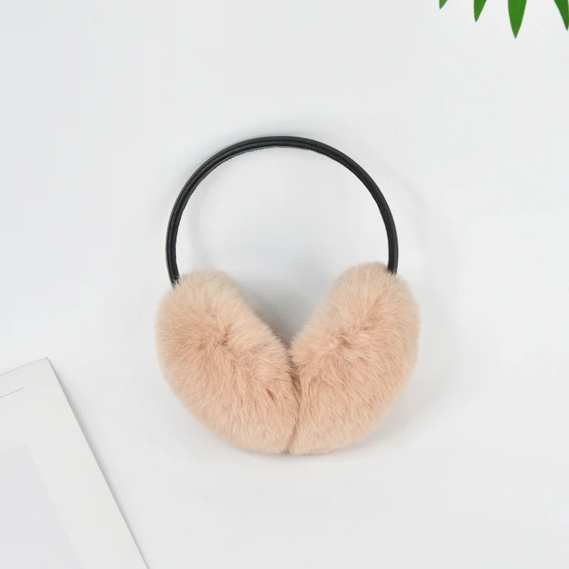 RTS Luxury Real Rex Rabbit Fur Ear Muffle Women's Winter Outdoor Warm Earmuffs Fashion Soft Earflap Ear Cover NovaCart