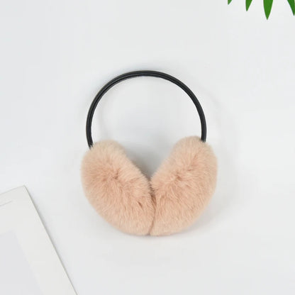 RTS Luxury Real Rex Rabbit Fur Ear Muffle Women's Winter Outdoor Warm Earmuffs Fashion Soft Earflap Ear Cover NovaCart