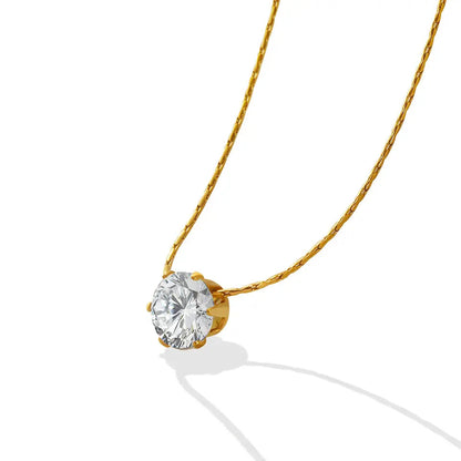 Single Zircon Diamond Pendant Necklace LUNAR VINES
