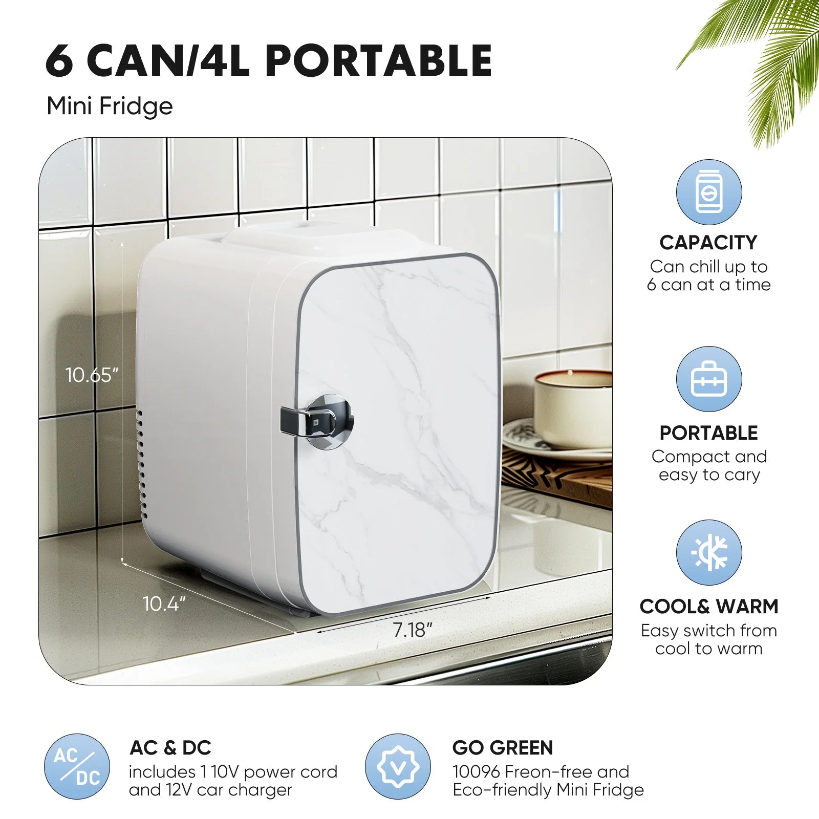FCJ 4L-6 Cans Mini Portable Compact Refrigerator Single Door with UK/US Plug Electric Power Source for Skincare Food Beverages NovaCart