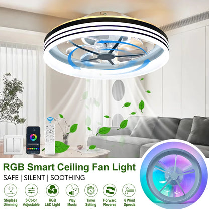 20 Inches RGBCW Lights 7 Wind Speeds Reversible Smart Living Ceiling Fan With Remote Control for Bedroom Living Room Dining Room NovaCart