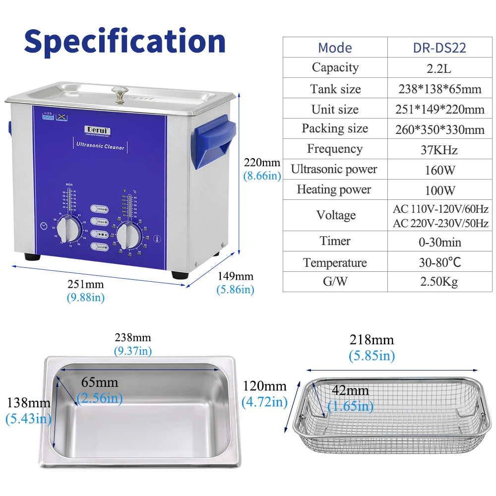 2.2L Household Ultrasonic Washing Machine Is Used for Denture Jewelry NovaCart