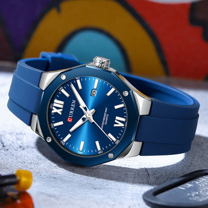 CURREN 8465 Brand Silicone Men Watches Big Dial Quartz Wristwatches Simple Watches Clock Reloj Hombre Male Casual Watch for Gift NovaCart