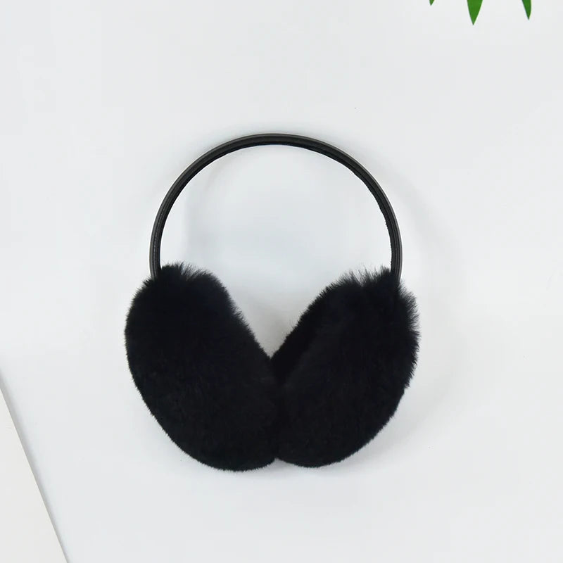 RTS Luxury Real Rex Rabbit Fur Ear Muffle Women's Winter Outdoor Warm Earmuffs Fashion Soft Earflap Ear Cover NovaCart
