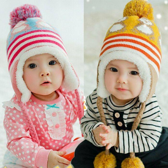 Modern New Baby Boys and Girls Winter Warm Knitted Crochet Ear flap Beanie Wool Cute Penguin Cap For Kids Stevvex