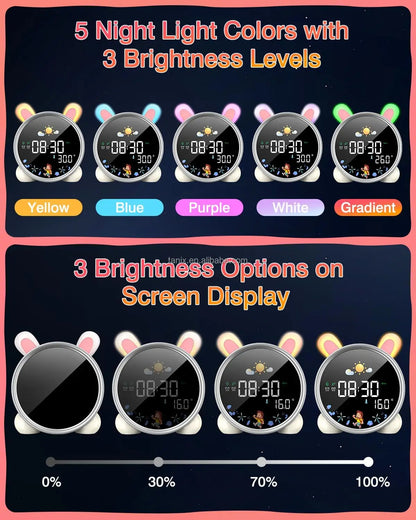 Wholesale Modern Plastic Digital LED Desk Clocks with Night Light Sleep Trainer Calendars 7-color Lights for Kids NovaCart