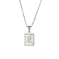 18K Golden Chain Necklaces Male Square Natural Shell Initial Letters Pendant Stainless Steel Jewelry
