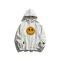 Zipper Pocket Smile Face Patchwork Fleece Hoodies Sweatshirts Streetwear