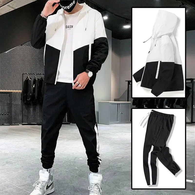 2026 Men Tracksuit Casual Joggers Hooded Sportswear Jackets And Pants 2 Piece Sets Hip Hop Running Sports Suit NovaCart
