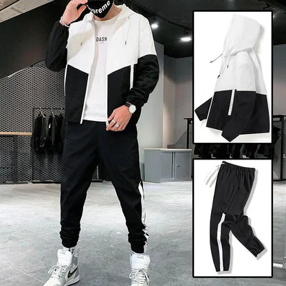 2026 Men Tracksuit Casual Joggers Hooded Sportswear Jackets And Pants 2 Piece Sets Hip Hop Running Sports Suit NovaCart