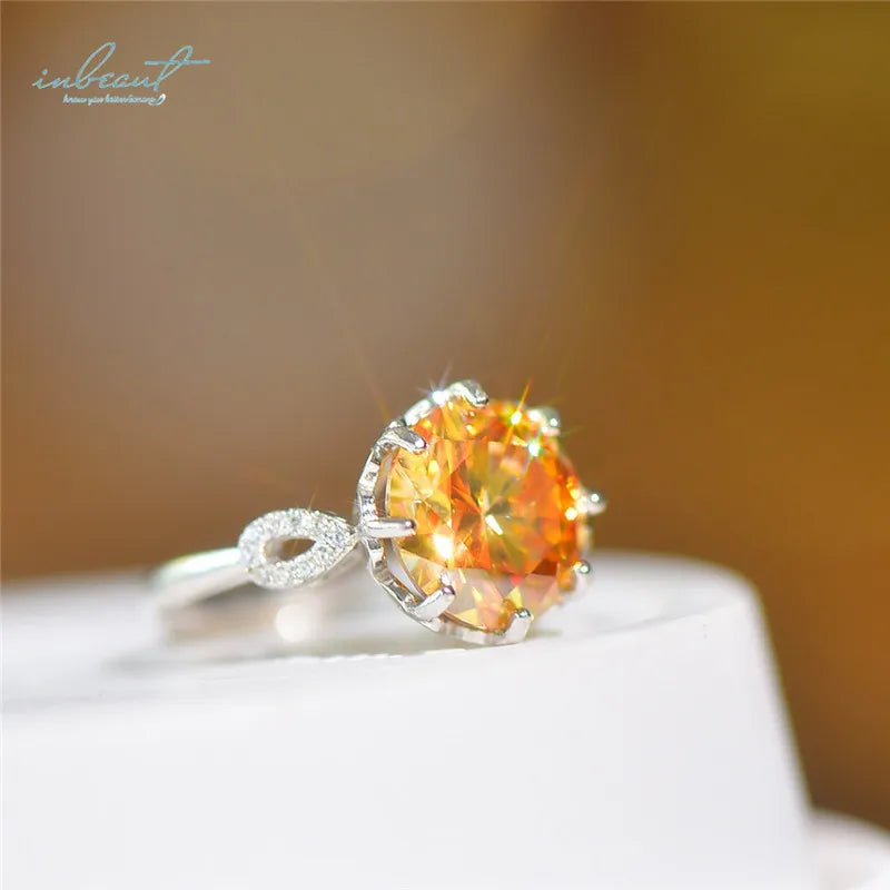 Silver 925 Original 5 Carat Excellent Cut Pass Diamond Test Yellow Moissanite Blossom Ring for Women Wedding Gemstone Jewelry NovaCart