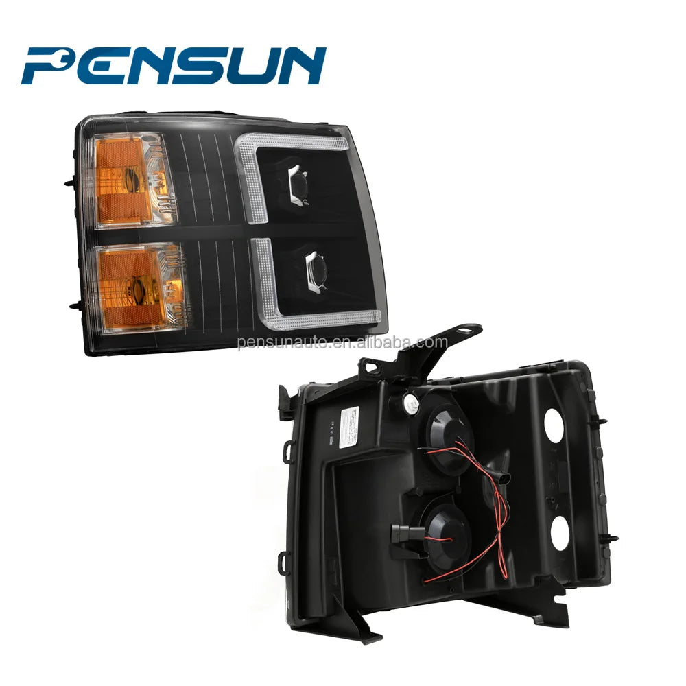 Auto Parts ABS Material Headlight Assembly 2007-2013 for Chevy for Silverado 1500HD 2500HD With LED Lens DRL Headlights Black NovaCart