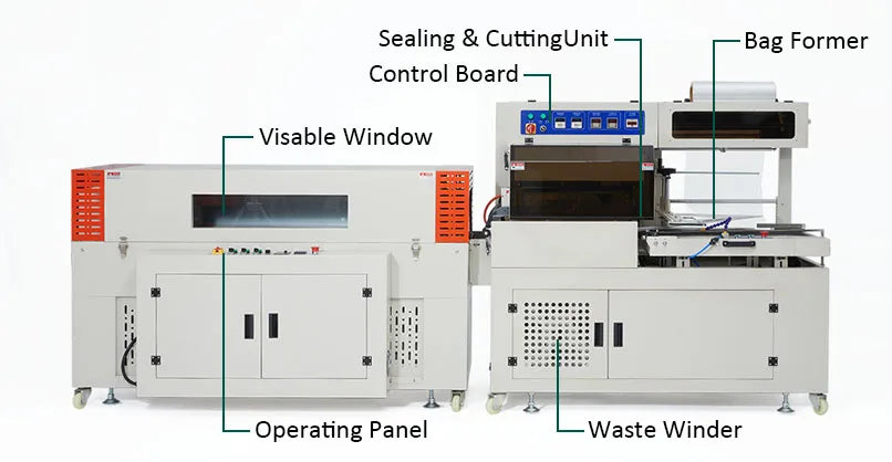 Thermal Economy Hualian Plastik Kecil Smi One-step Multi Tape l Shape Sealing Sealet Tunnel Shrink Package Wrap Machine System NovaCart