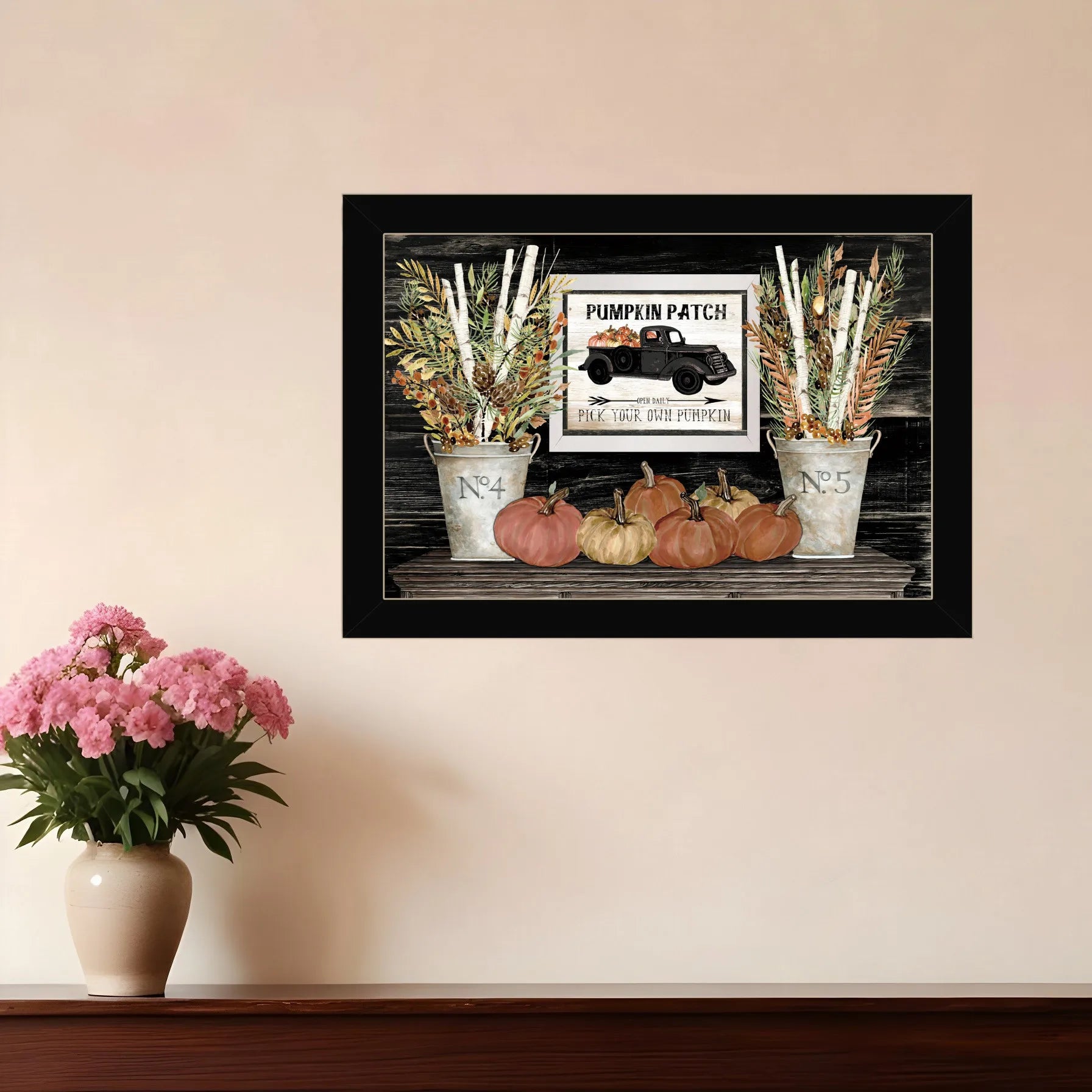 HMS Black Framed Print Wall Art Pumpkin Patch Still Life Wall Accents NovaCart