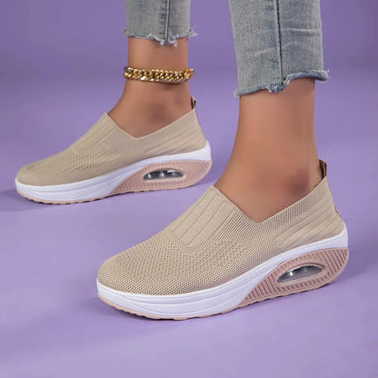 New Women's Low Top Sports Mesh Casual Running Shoes Solid Color Air Cushion Soft Bottom EVA Fashion Trend for Winter NovaCart