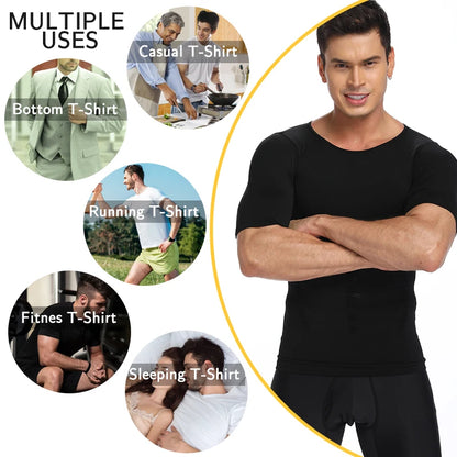 1/2 PCS Men Body Shaper T-Shirt Slimming Shapewear Corrective Posture Belly Control Compression Man Modeling Underwear Corset NovaCart
