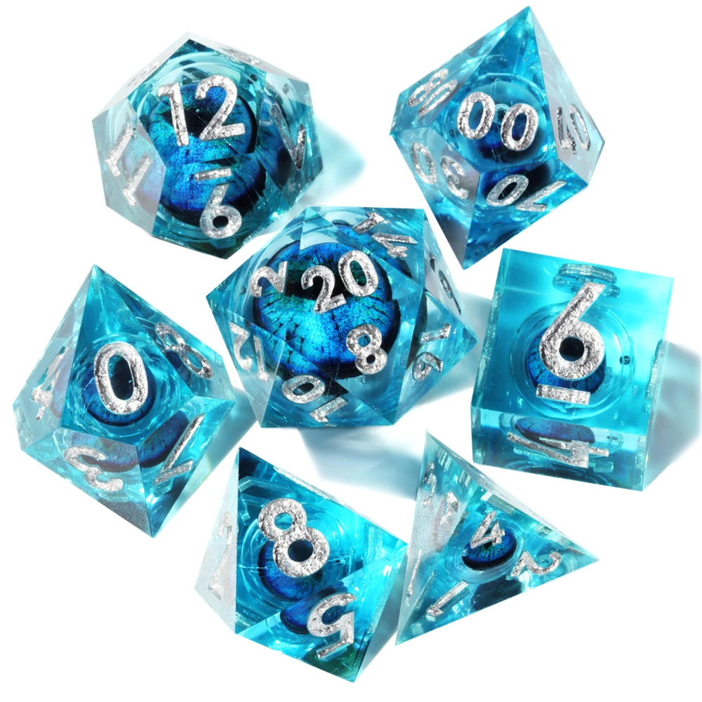 MINI PLANET DND Dice Set Purple Dragon Eye Liquid Core Dice RPG Dungeons&Dragons Wholesale Custom Handmade Polyhedral Resin Dice NovaCart