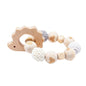 Wooden Teether Hedgehog Crochet Beads Wood Crafts Ring Engraved Bead Baby Teether Wooden Toys For Kids Rattle Stevvex