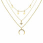 Multi Layer Lock Portrait Pendants Necklaces For Women Gold Metal Key Heart Necklace