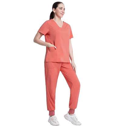 Fashionable Hospital Custom Nurse Uniform Embroidery Logo Colors Short Scrubs Jogger Straight Nurse Uniform Pants Sets NovaCart