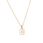 18K Golden Chain Necklaces Male Square Natural Shell Initial Letters Pendant Stainless Steel Jewelry