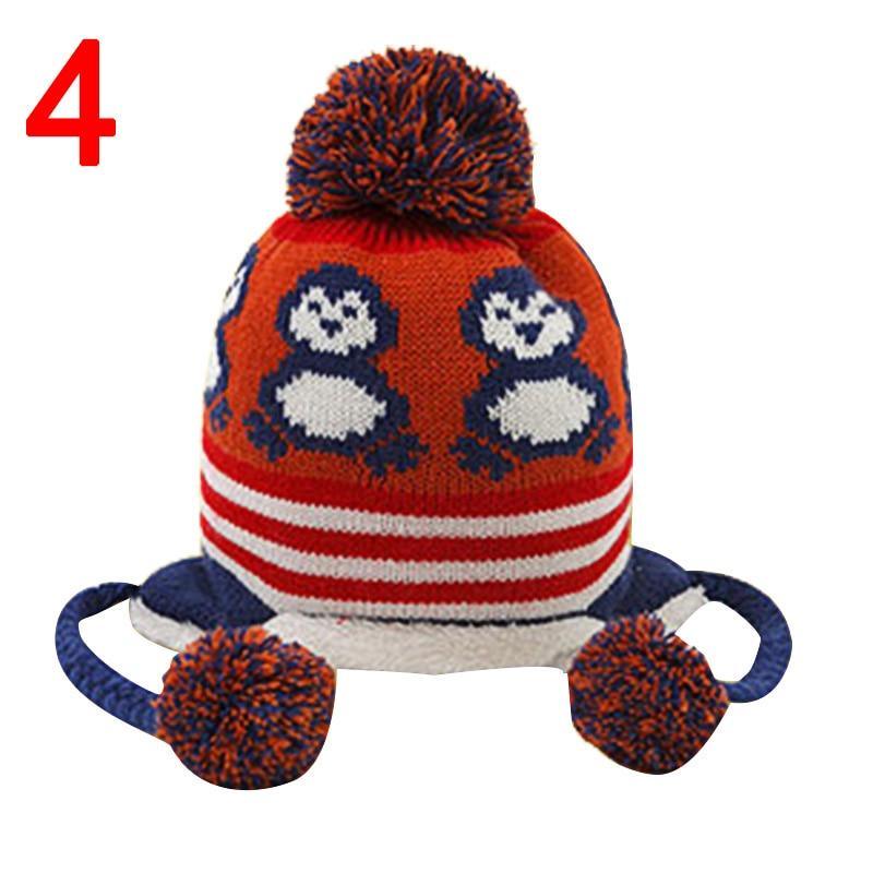 Modern New Baby Boys and Girls Winter Warm Knitted Crochet Ear flap Beanie Wool Cute Penguin Cap For Kids Stevvex