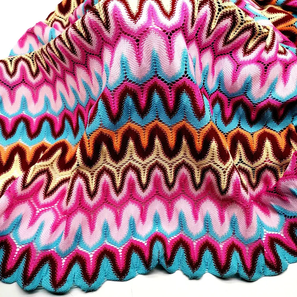 Knitting Lace Fabrics Zig Zag Wave Striped Lace Crochet Mesh Fabric Diy Fashion Cloth 155CM/1078 NovaCart