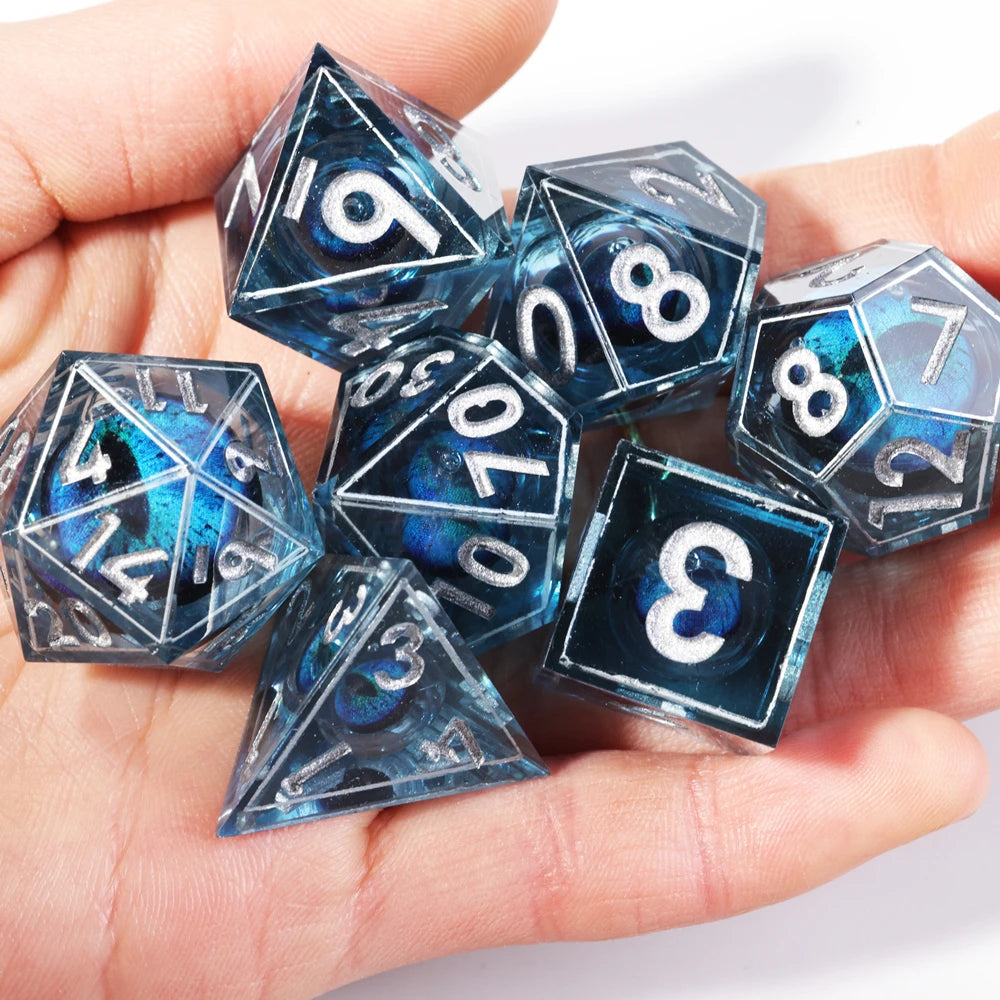 MINI PLANET DND Dice Set Purple Dragon Eye Liquid Core Dice RPG Dungeons&Dragons Wholesale Custom Handmade Polyhedral Resin Dice NovaCart
