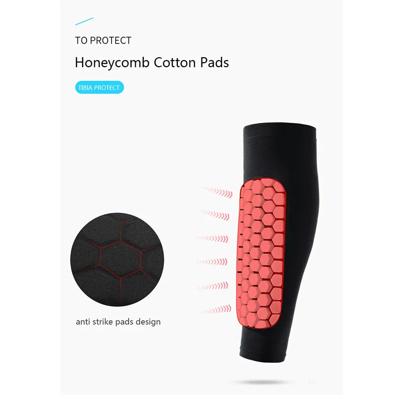 1 PC Leg Sleeves Shin Guards Shockproof Honeycomb Nylon Support Sock Shin Protector Soccer Gear Soccer Shields Sports Legging Pi-Mart