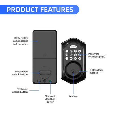 American Standard High Security Digital Smart Lock Self-Locking Keyless Entry Electric Keypad Front Door Deadbolt Cloud Data NovaCart