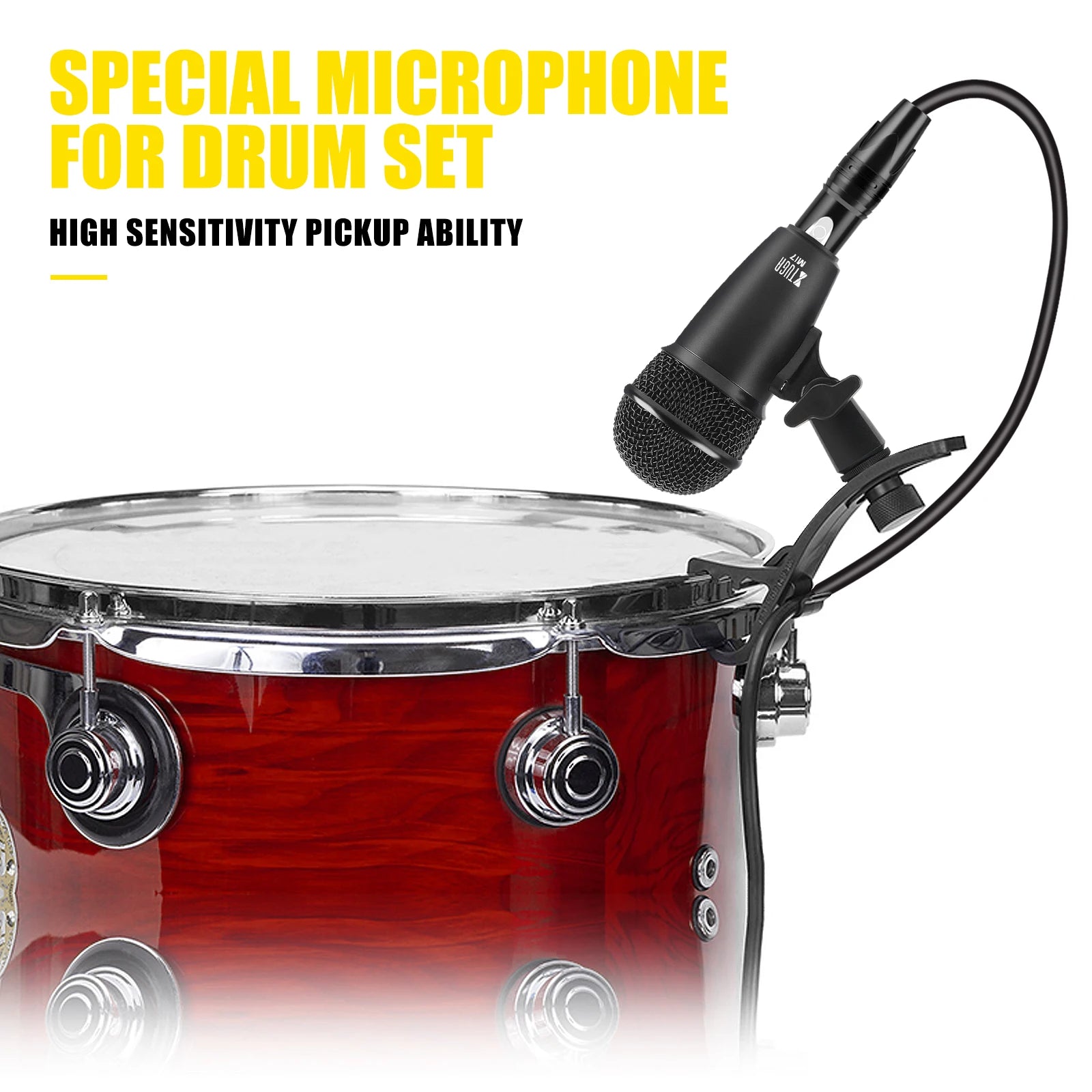 MI7 7-Piece Wired Dynamic Drum Mic Kit Metal Kick Bass Condenser Microphone Set for Drums Vocals Other Instruments Paper Case NovaCart