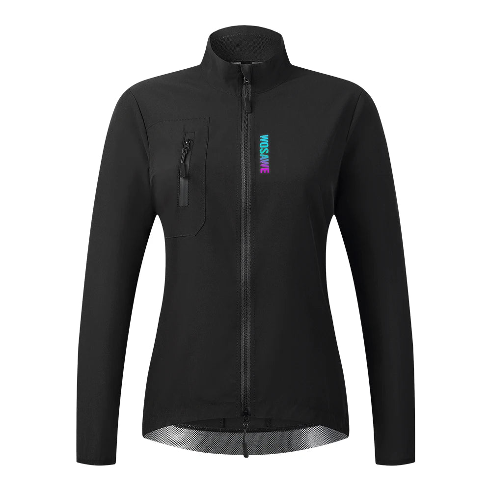 WOSAWE Ready to Ship Women Cycling Bicycle Windproof Jackets With Rear Mesh Breathable Fabric Quick-drying Cycling Coat NovaCart
