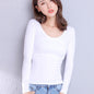 Cotton Women's T-shirt Long-sleeved Solid Color Women T-shirts Leisure Woman T shirt