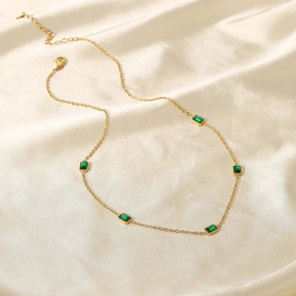 Green Cubic Zirconia Necklace LUNAR VINES