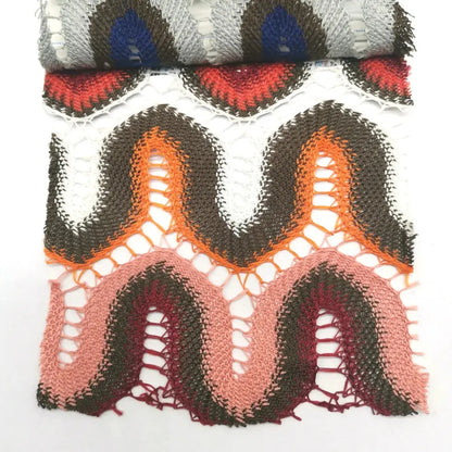 Knitting Lace Fabrics Zig Zag Wave Striped Lace Crochet Mesh Fabric Diy Fashion Cloth 155CM/1078 NovaCart