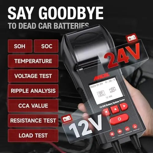 2025 ANCEL BST600 Digital Auto Battery Load Tester Cranking Charging System 12V/24V 100-2000 CCA Car Battery Diagnostic Tools NovaCart