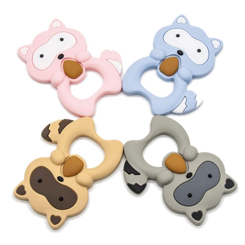 Silicone Raccoon Animal Cartoon Teether  Food Grade Chewable  Teething Toddle Safe For Baby And Perfect Gift For Babies Stevvex