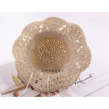 Handmade Modern Elegant Lady Baby Girls Breathable Lace Cap With Bow Great For Beach Sun Stevvex