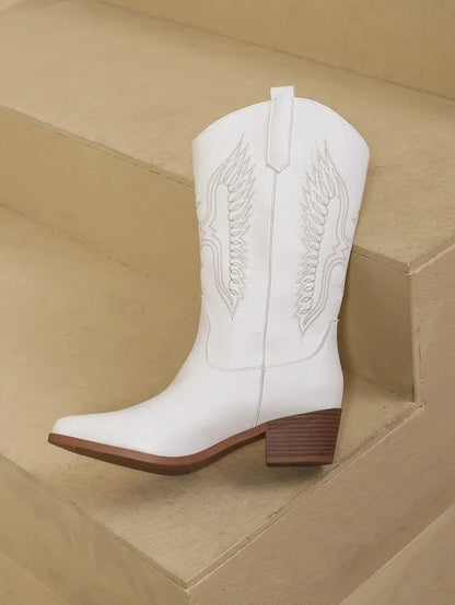Autumn Winter 2026 Western Cowboy Boots All-in-one Adult Women's Embroidered Sleeve Rider Motorcycle Fashion Mid-calf Boots NovaCart