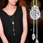 Collier Femme Long Gray Crystal Necklaces & Pendants for Women Round Statement Necklace