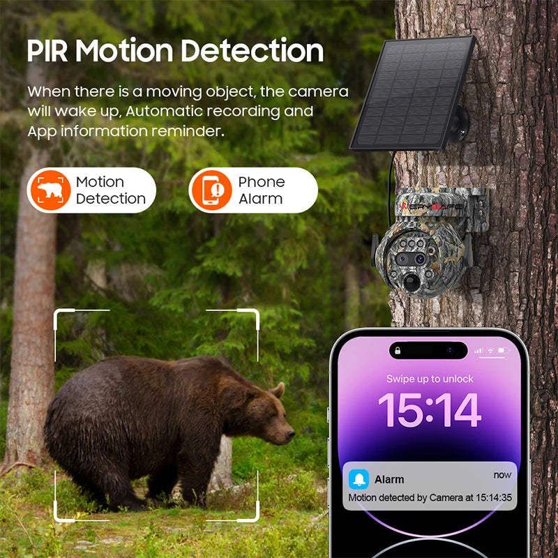 WERYSAFE 6MP Ubox 12X Zoom Infrared Video Cellular 4g Solar Rechargeable Battery Charge Hunting Trail Security PTZ Camera NovaCart
