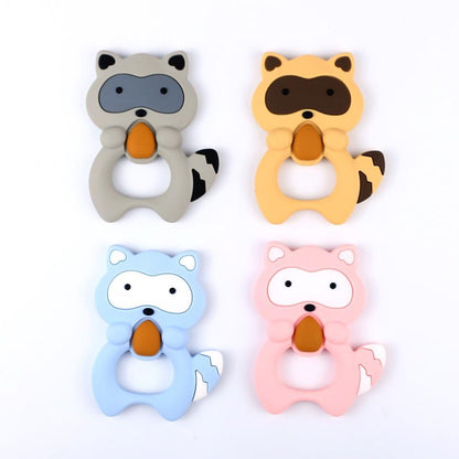 2pcs Cartoon Baby Teether Animal Silicone Teether Raccoon Elephant Koala Giraffe  Baby Teething Toys Accessories Perfect Toy For Kids Stevvex