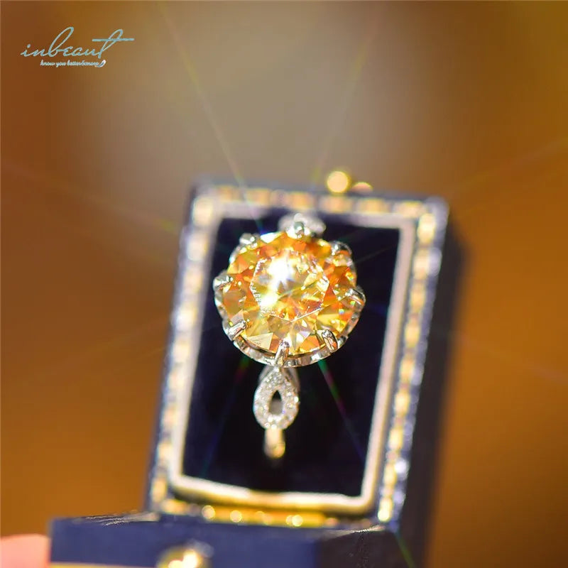 Silver 925 Original 5 Carat Excellent Cut Pass Diamond Test Yellow Moissanite Blossom Ring for Women Wedding Gemstone Jewelry NovaCart