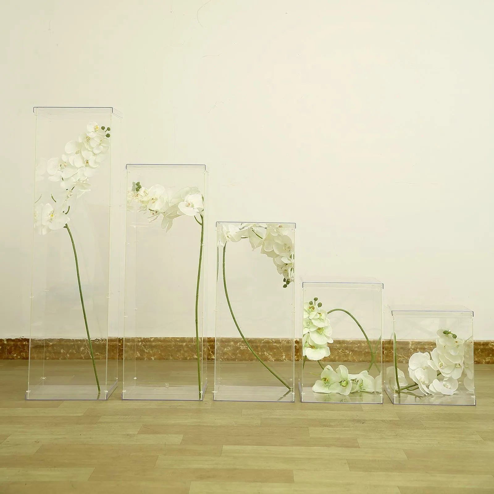 Gaojian Clear Acrylic Square Plinth Pedestal Wedding Display Stand with Flower Riser Cube for Weddings Decoration NovaCart