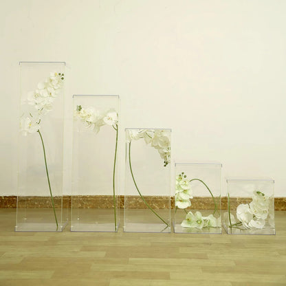 Gaojian Clear Acrylic Square Plinth Pedestal Wedding Display Stand with Flower Riser Cube for Weddings Decoration NovaCart